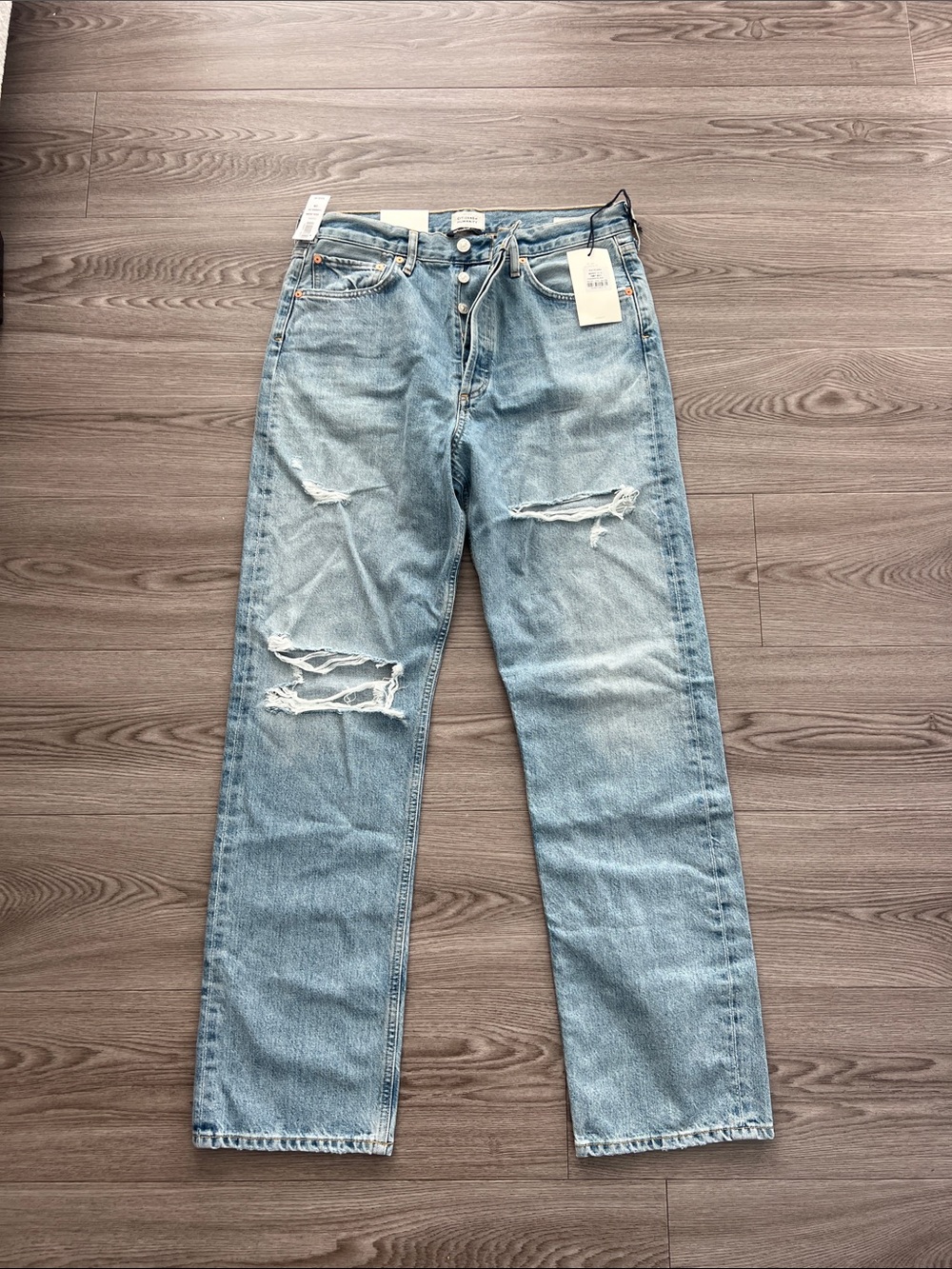 Citizen of humanity  Light Blue Distressed Straight-Leg Jeans